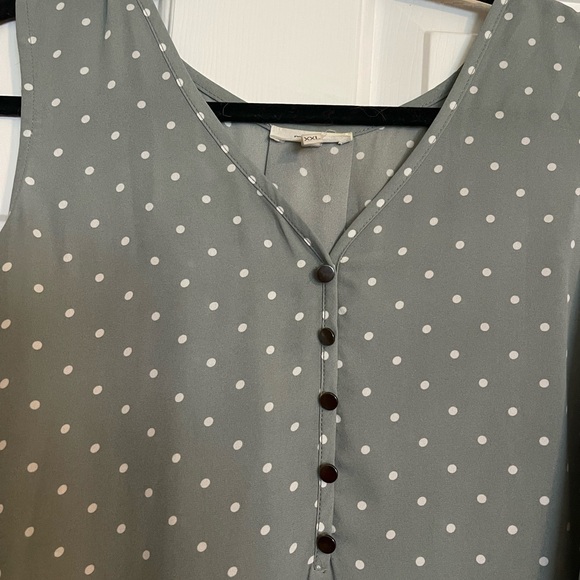 Sage Green Polka Dot Sleeveless Top - Picture 2 of 4